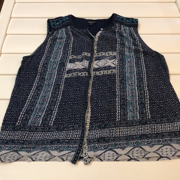 Lucky Brand bohemian floral print tank top with embroidery accent - Picture 4 of 13